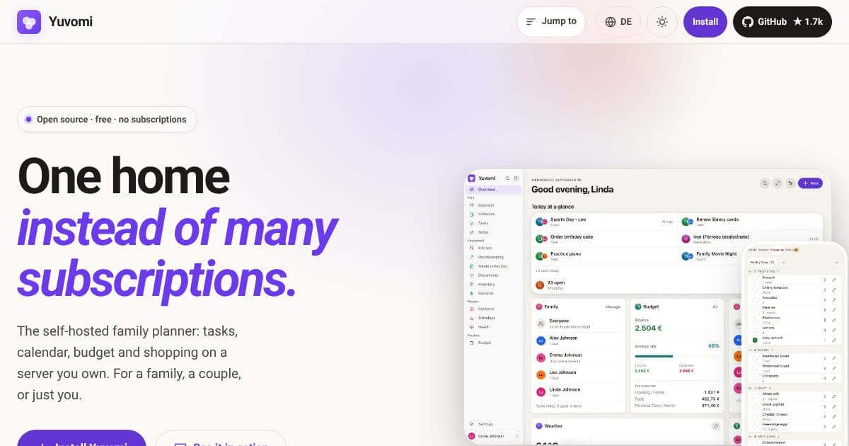 Yuvomi - The Self-Hosted Family Planner